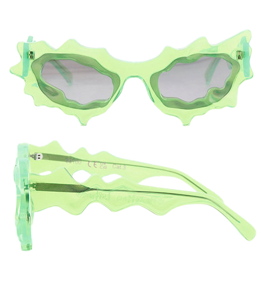 Neon Green + Mirror Lenses Spike Sunglasses